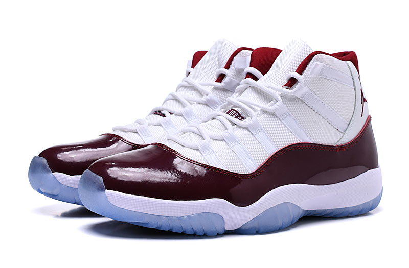 New Air Jordan 11 High White Wine Red Ice Sole Shoes - Click Image to Close